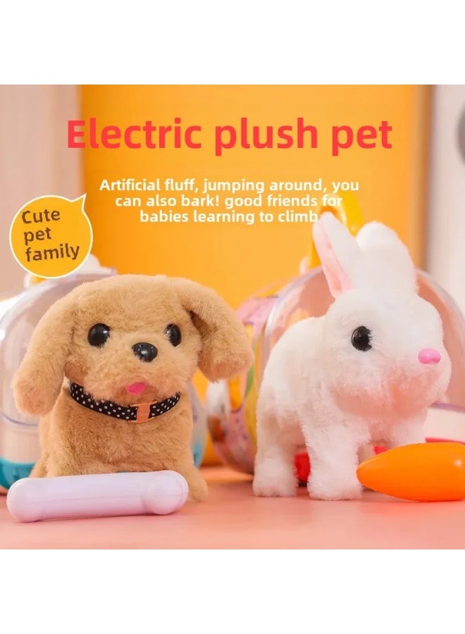 لعبة كهربائية للأطفال، محاكاة أرنب، كلب يمشي، مكالمات، ذيل يهز، لعبة قطيفة تعمل بالبطارية، حيوانات أليفة تفاعلية - المواصفات: مجموعة أرنب قياسية مكونة من 7 قطع 【صندوق طلب بريد】】 - Image 3