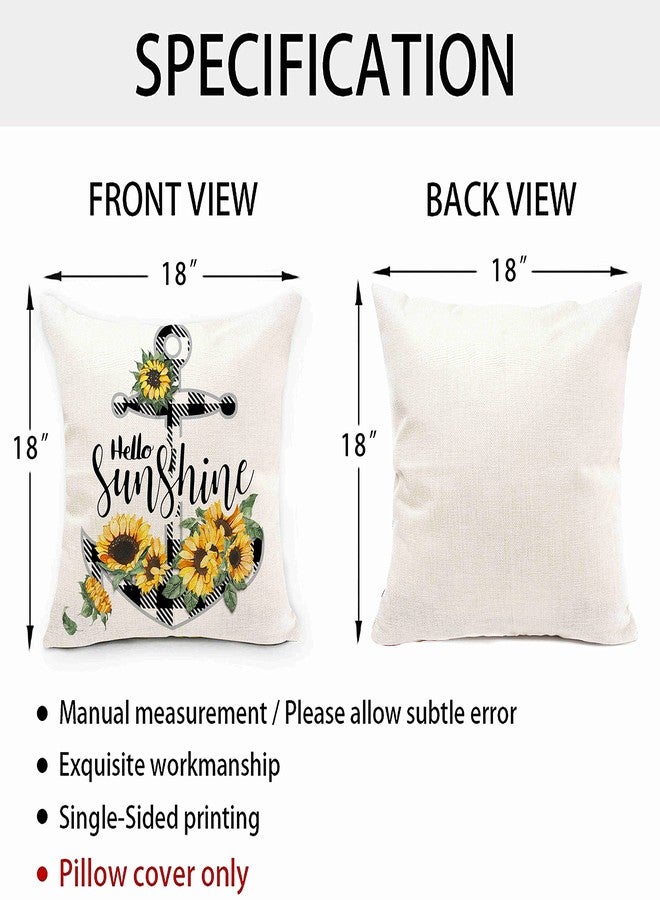 pinata Sunflower Pillow Covers 18x18 Set of 4, Outdoor Throw Pillow Covers Sunflower Decor, Farmhouse Yellow Black Buffalo Plaid for Home Outdoor Sofa Couch Fall Flower Pillows Case(No Insert) - Image 4