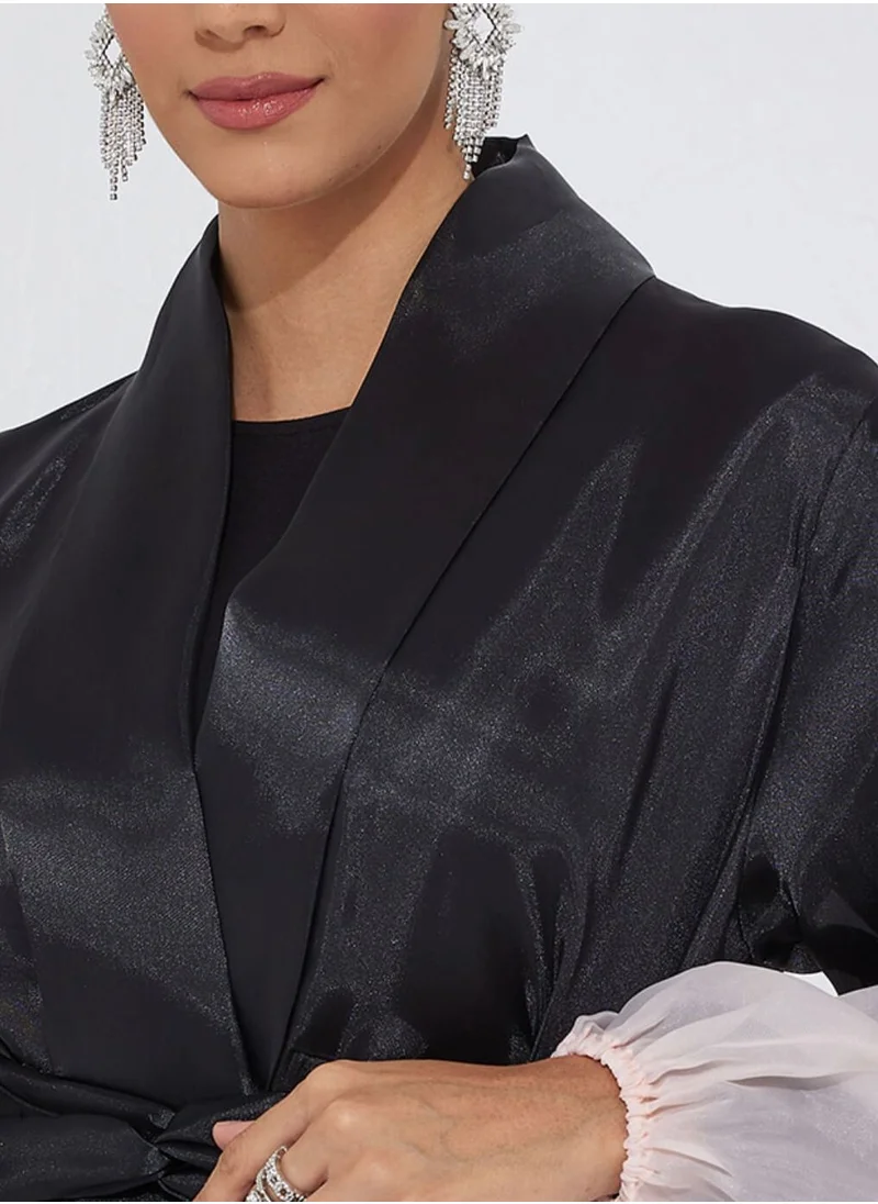 Rosette Abaya Embroidery Organza Abaya
