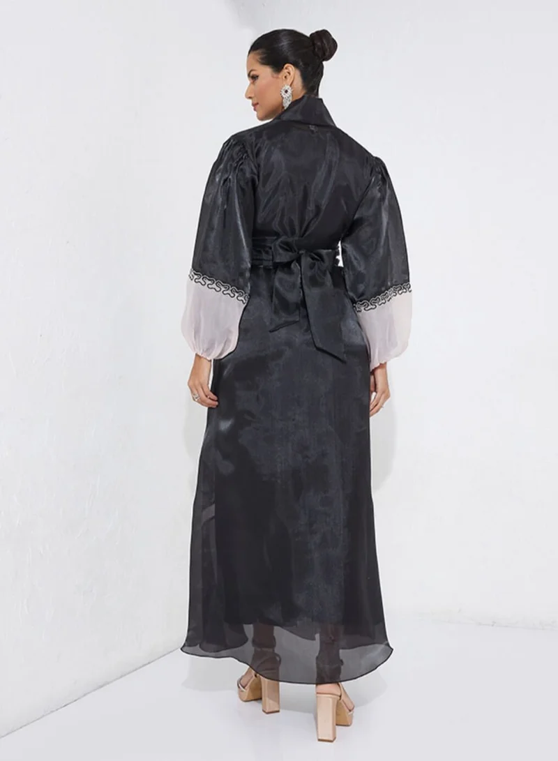 Rosette Abaya Embroidery Organza Abaya