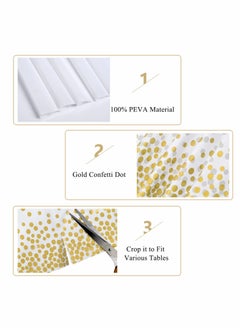 Excefore Disposable Tablecloths Plastic Table Cover for Rectangular Tables Gold Dot Confetti Table Cloths for Parties, BBQ, Birthday, Fine Dining, Wedding, Baby Shower10 Pack 54" x 108"  - Image 3