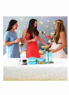 Excefore Disposable Tablecloths Plastic Table Cover for Rectangular Tables Gold Dot Confetti Table Cloths for Parties, BBQ, Birthday, Fine Dining, Wedding, Baby Shower10 Pack 54" x 108"  - Image 5