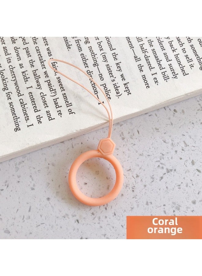 Loquat Silicone Fan Lanyard Gem Silicone Ring Lanyard Earphone Cover Silicone Pendant Liquid Silicone Lanyard-Specifications Support Image Upload:Ring Lanyard-Jeweled Style-Orange  - Image 1
