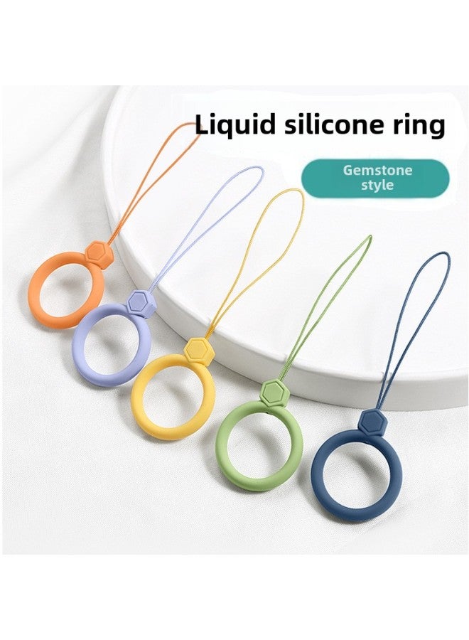 Loquat Silicone Fan Lanyard Gem Silicone Ring Lanyard Earphone Cover Silicone Pendant Liquid Silicone Lanyard-Specifications Support Image Upload:Ring Lanyard-Jeweled Style-Orange  - Image 2