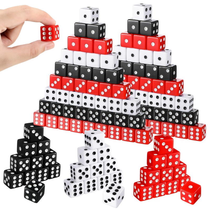 Poen 150 Pcs Dice Set 16mm Standard Game Dice Bulk Black White Red Acrylic Casino 6 Sided for Casino Night Party Decor Craps Board and Tabletop Games - Image 3