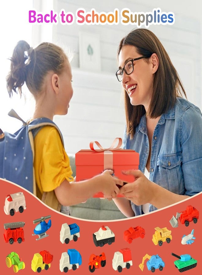 Kaemi 32 Pcs Car Erasers Desk Pets for Kids Classroom Prizes Fun Cool 3D Puzzle Erasers Bulk Mini Cute Pencil Eraser Pals Toys for Party Favors Treasure Box Goodie Bag Stuffers - Image 3