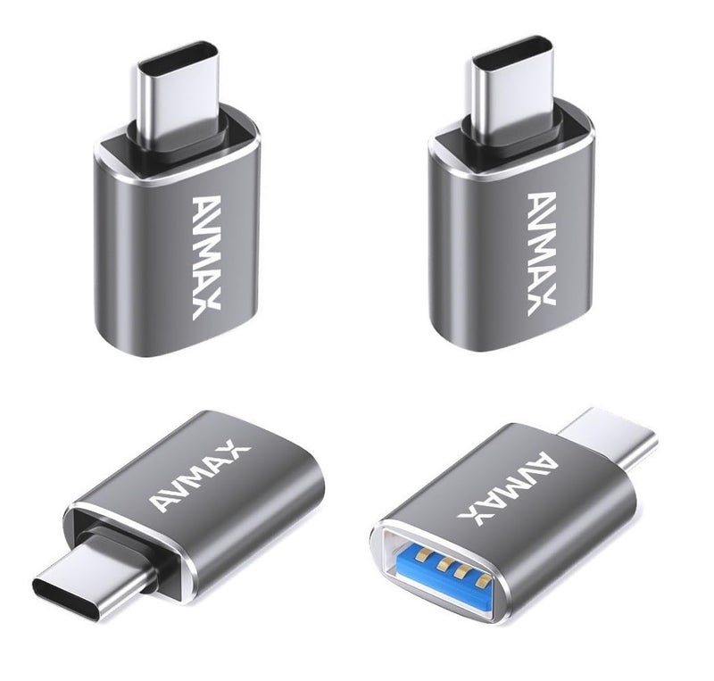 AVMAX USB C to USB Adapter 4 Pack,USBC Male to USB 3.0 Female OTG Adapter,Type C Male to A Female 3.0 OTG Adapter for Apple iPhone 16 15,Flash Thumb Drive,Mac,iPad,Samsung Galaxy - Image 1