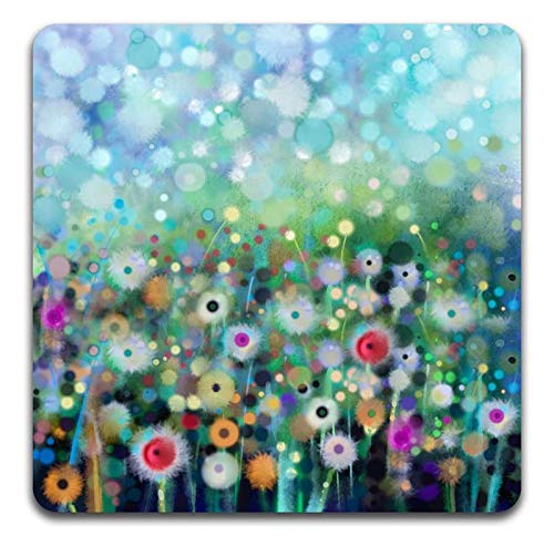 QJ CMJ Beautiful Watercolor Flowers Square Coaster Set - Made of Recycled Rubber - Set of 4 - Image 2