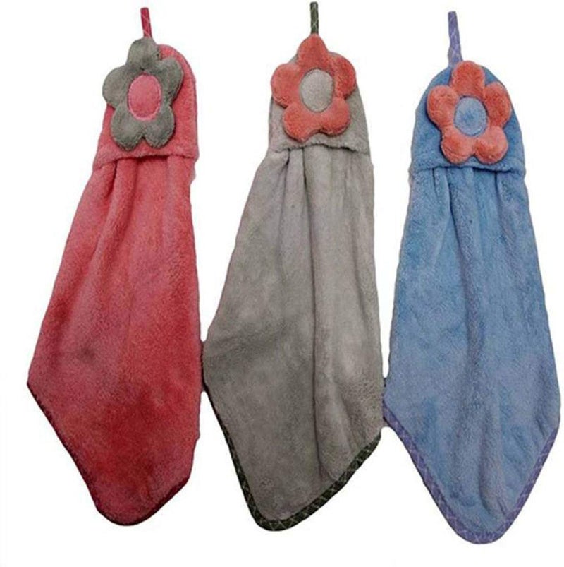 NEERAK NEERAK Microfiber Wash Basin Hanging Hand Kitchen Towel Napkin with Ties | Soft Hanging Hand Towel for Bathroom & Kitchen/-Set of 3,