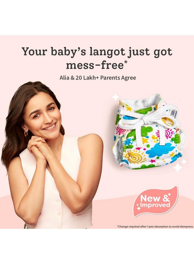 سوبربوتمز حفاضات Superbottoms First Love Dryfeel Langot للأطفال حديثي الولادة | حفاضات لا فوضى لا فوضى | حشوة قطنية فاخرة (بدون إسفنجة) | فائقة النعومة | وقت خالٍ من الفوضى بدون حفاضات | 0-9 أشهر | (مطبوعة، عبوة من 6 قطع، صغيرة). - Image 2