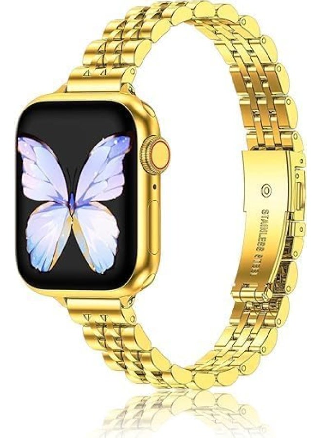 NEXT STORE Slim Stainless Steel Chain Strap Compatible with Apple Watch Series 9/8/7/SE/6/5/4/3/2/1 (38/40/41mm) – Women’s iWatch Band