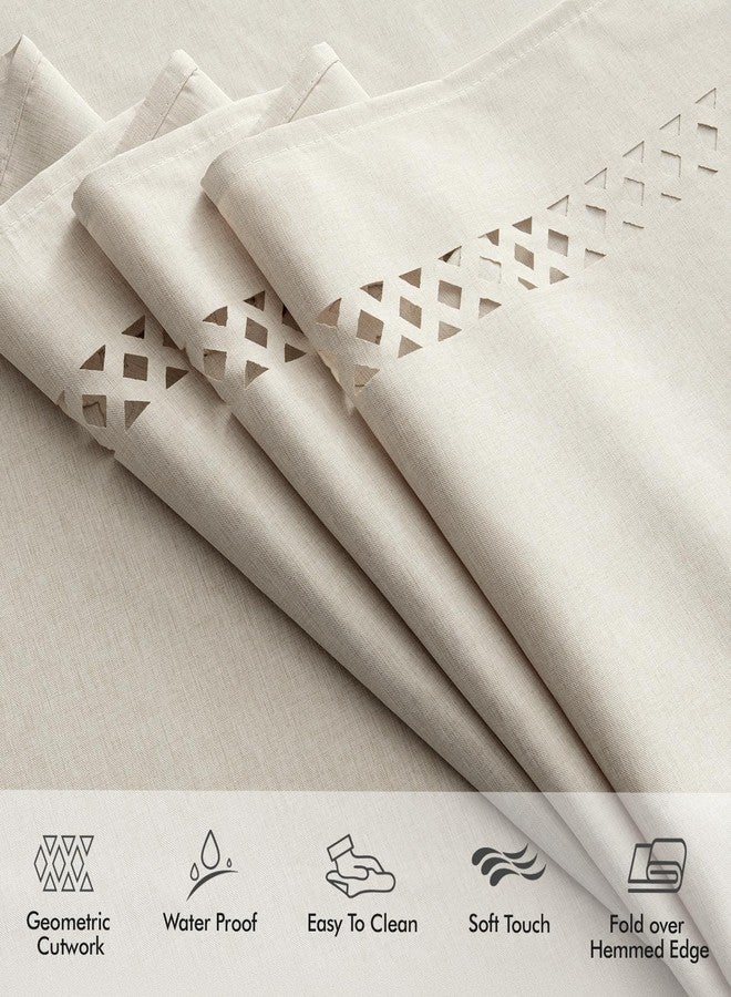 MIULEE Beige Rectangle Linen Polyester Tablecloth with Decorative Cutouts Spring Waterproof Stain Resistant & Shrink-Proof Table Cloth 52x70 inch Farmhouse Style for Dining Wedding and Outdoor - Image 4