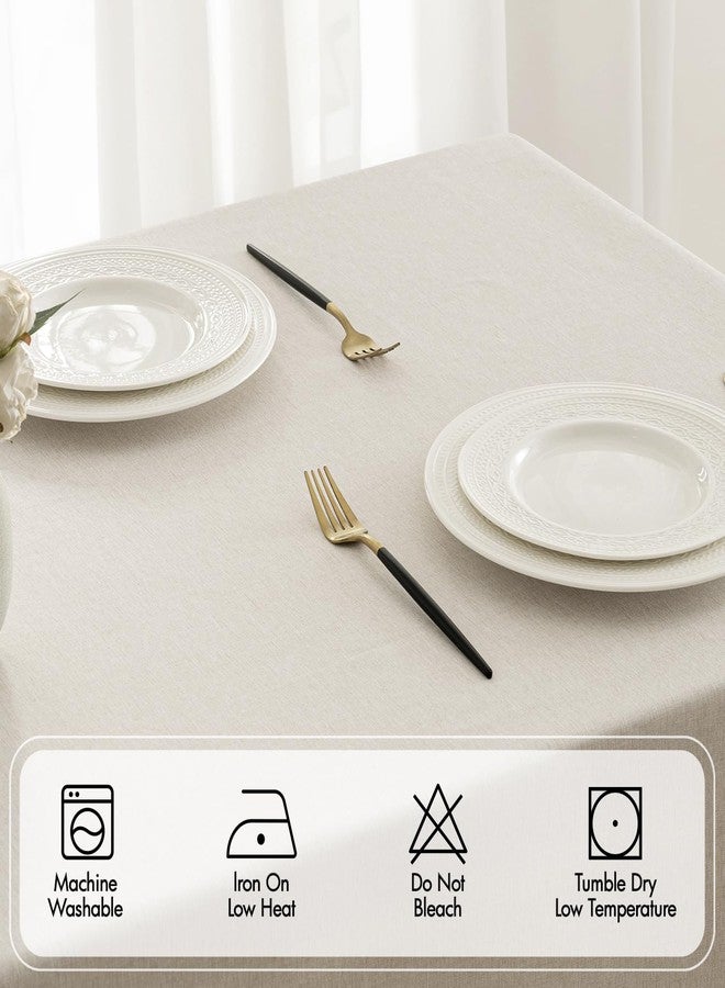 MIULEE Beige Rectangle Linen Polyester Tablecloth with Decorative Cutouts Spring Waterproof Stain Resistant & Shrink-Proof Table Cloth 52x70 inch Farmhouse Style for Dining Wedding and Outdoor - Image 3