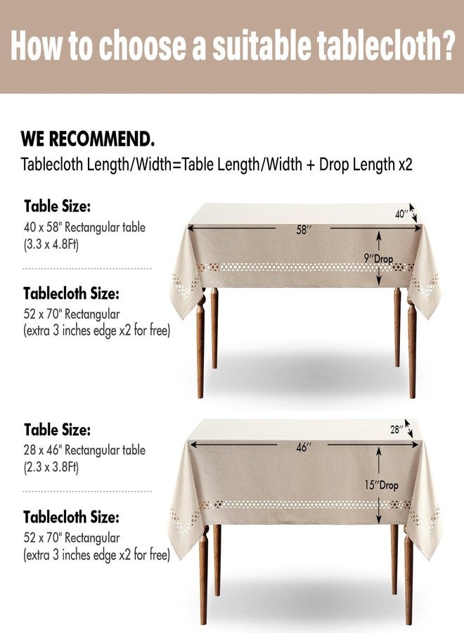 MIULEE Beige Rectangle Linen Polyester Tablecloth with Decorative Cutouts Spring Waterproof Stain Resistant & Shrink-Proof Table Cloth 52x70 inch Farmhouse Style for Dining Wedding and Outdoor - Image 5