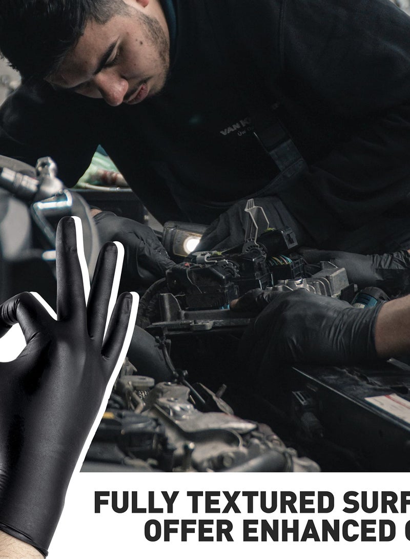 Disposable Nitrile Gloves, Latex-Free, Fully Textured, Extra Thick & Strong, Food Safe for Cooking, Tattooing, Painting, Automotive & Mechanics, Large Size (Black, 50 Count) - Image 4