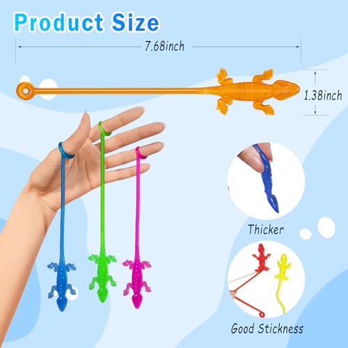Genuvi Sticky Hands Bulk 36PCS Kids Party Favors Lizard Shape Stretchy Sticky Hand Fidget Toys Kids Goodie Bag Stuffers Treasure Box Toys for Classroom Prizes Birthday Party Supplies Easter Egg Fillers - Image 5