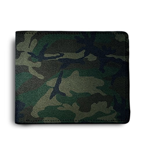 ShopMantra Army Green Pattern Printed Canvas Leather Wallet for Men's - Image 1