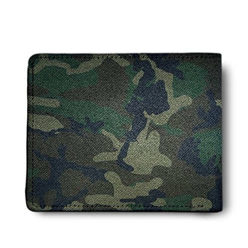 ShopMantra Army Green Pattern Printed Canvas Leather Wallet for Men's - Image 2