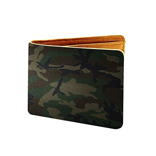 ShopMantra Army Green Pattern Printed Canvas Leather Wallet for Men's - Image 3