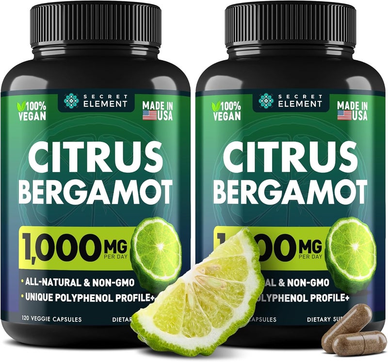 SECRET ELEMENT 2 PACK Citrus Bergamot Extract 1000mg  Citrus Bergamot Supplement for Circulatory Health Immunity and Graceful Aging  2x the potency of Citrus Bergamot 500mg  240 Vegan Citrus Bergamot Capsules - Image 1