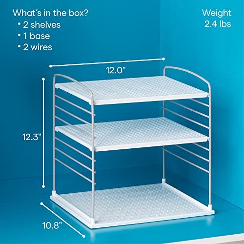 YouCopia UpSpace Cabinet Box Organizer, Adjustable Kitchen and Pantry Shelf for Plastic Wrap and Foil Storage, Extra Large, White - Image 4