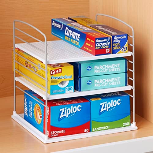 YouCopia UpSpace Cabinet Box Organizer, Adjustable Kitchen and Pantry Shelf for Plastic Wrap and Foil Storage, Extra Large, White - Image 5