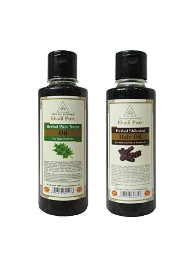 Khadi Pure Neem & Shikakai Hair Oil 210 ml (Pack of 2)  - Image 2