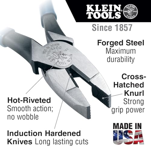 Klein Tools 80020 Plier Set, Made in USA, Lineman's Pliers, Diagonal Cutters, and Needle Nose Pliers, Induction Hardened Knives, 3-Piece - Image 2