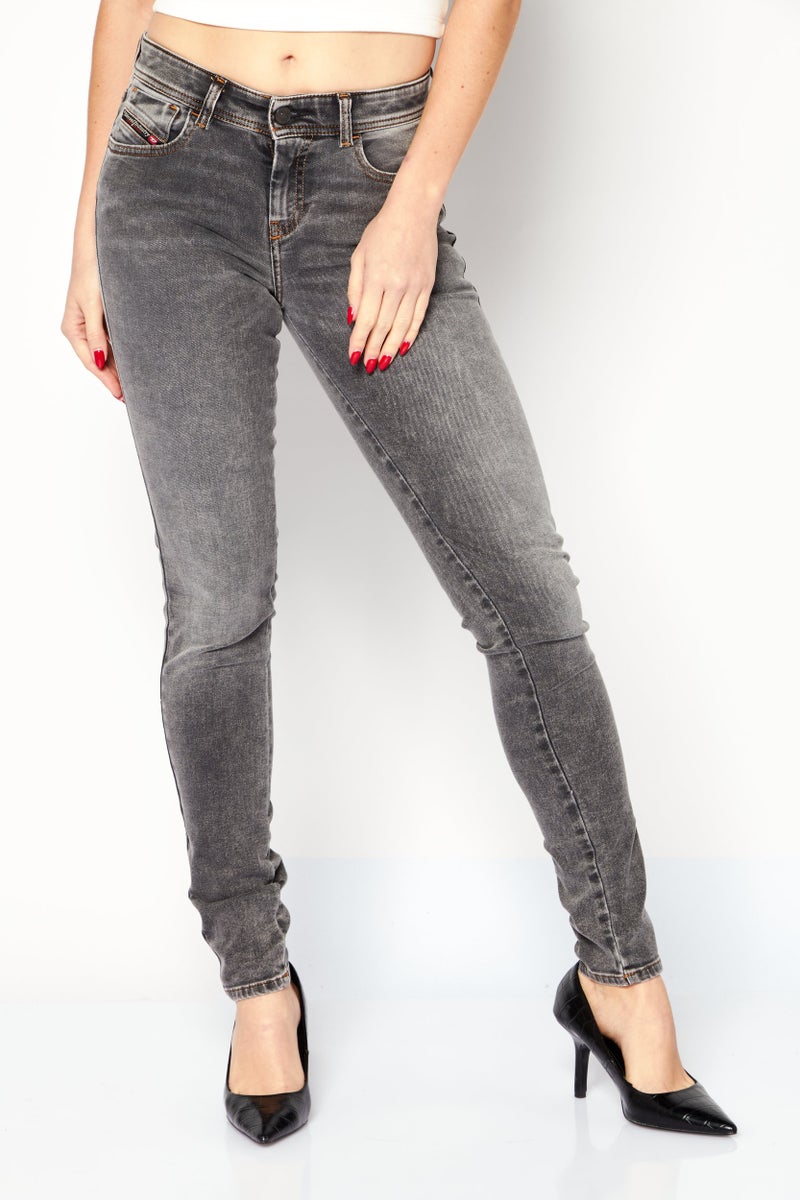 DIESEL Women 2017 SLANDY Super Skinny Fit Washed Stretchable Jeans, Charcoal - Image 1