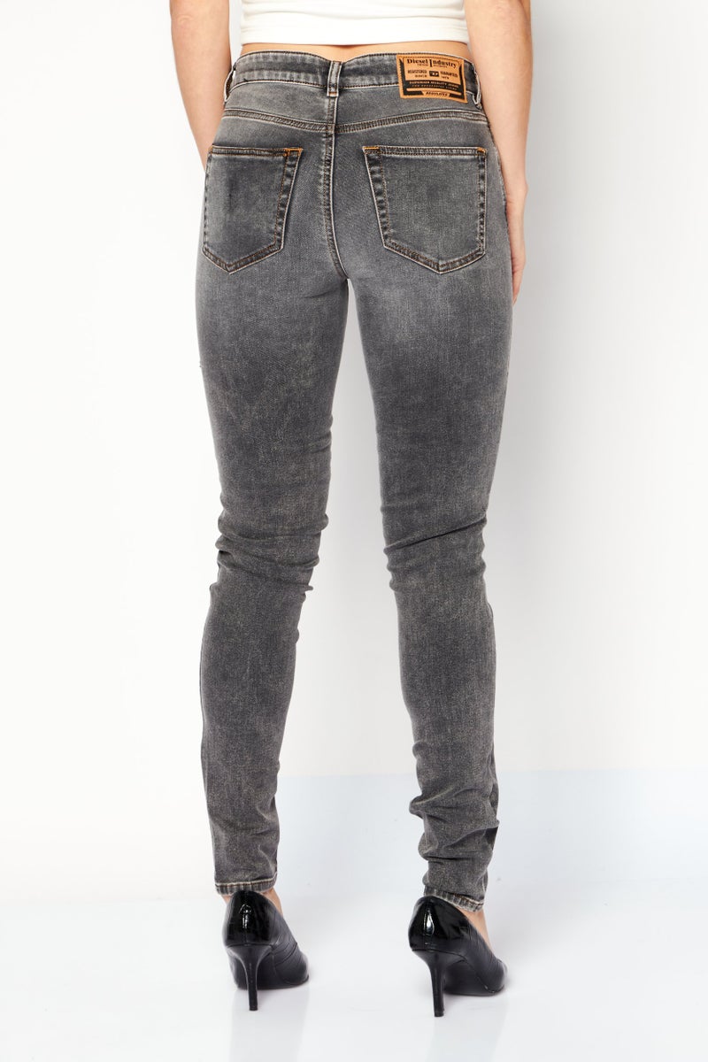 DIESEL Women 2017 SLANDY Super Skinny Fit Washed Stretchable Jeans, Charcoal - Image 4