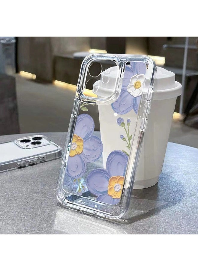 ShebSheb Designed for iPhone 16 Case ,Clear Flower Soft & Flexible Shockproof Floral Women Phone Cover 