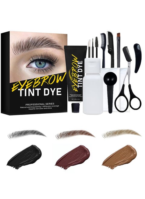 Instant Eyebrow Tint, Professional Semi-Permanent Eyebrow Dye Kit, Natural Gentle Formula Eyebrow Tint Suitable for Salon and Home Use, Lasts for 4-6 Weeks(Black)