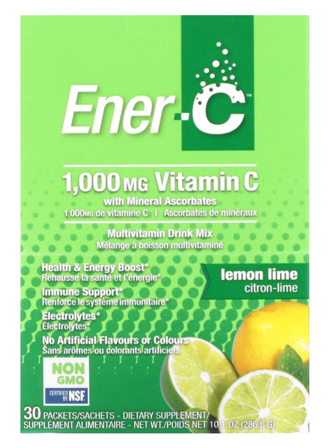 مشروب فيتامين سي المتعدد الفيتامينات بنكهة الليمون واللايم 1000 ملغ 30 عبوة 0.3 أونصة (9.56 غ) لكل منها