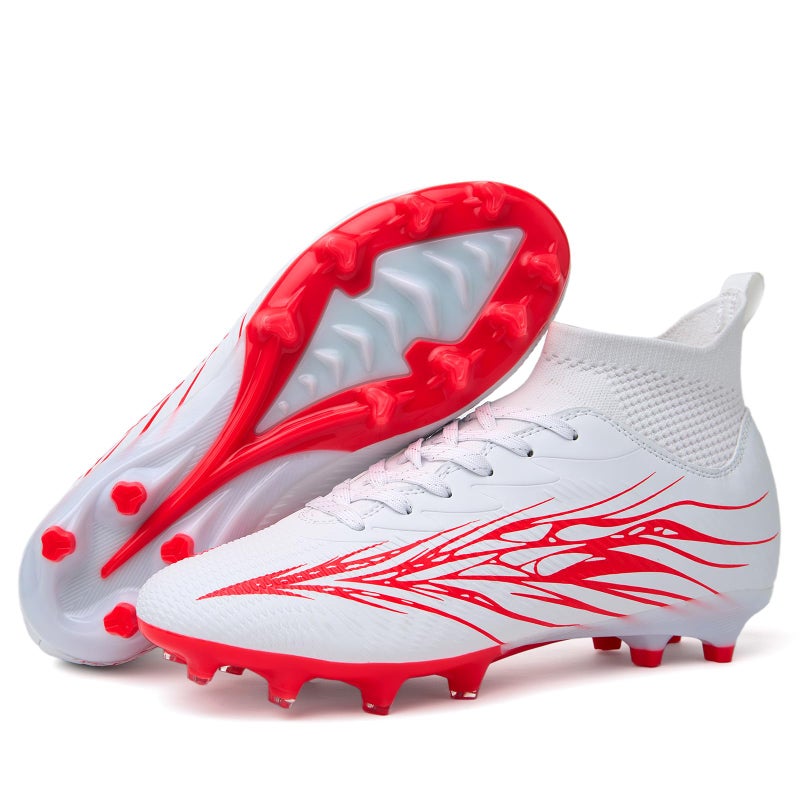 Up run Football Cleats for Men Women High Top Soccer Shoes FG Long Spikes Football Shoes Adult Lightweight Outdoor Professional Athletic Training - Image 1