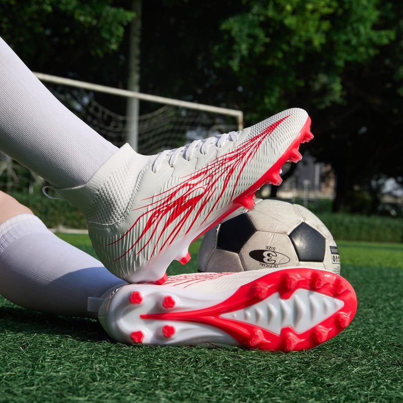 Up run Football Cleats for Men Women High Top Soccer Shoes FG Long Spikes Football Shoes Adult Lightweight Outdoor Professional Athletic Training - Image 2