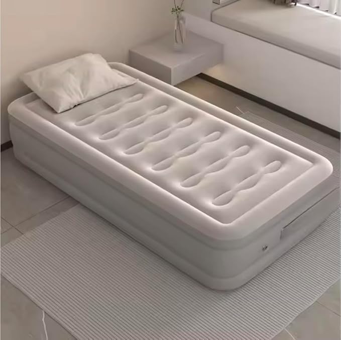 MD Single Inflatable Mattress with Builtin Pump Camping Air Mattress Quick Inflation Deflation Blow Up Mattresses Air Bed Portable Elevated Guest Bed for Home Outdoors Hiking Travel  - Image 2
