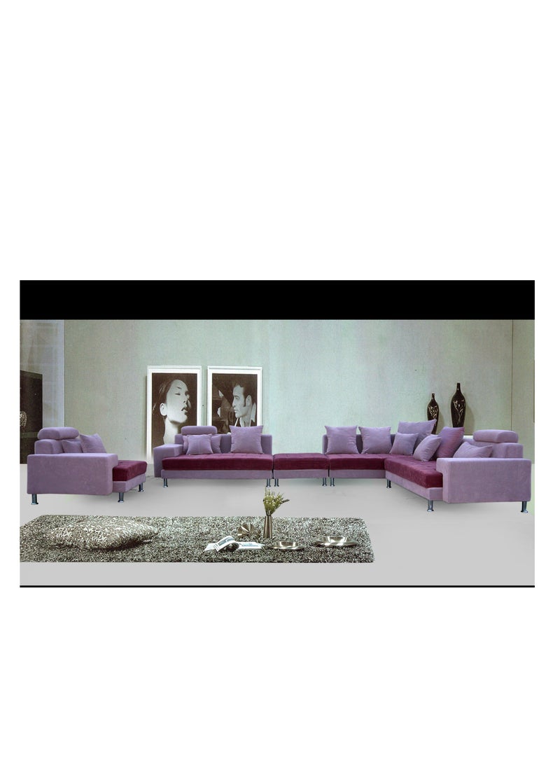 Ripple FURNITURE Model168 Coner Complete Living Room L Shapes Sofa Purple 6 Seater  420X90X40 - Image 1