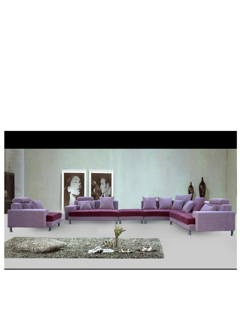 Ripple FURNITURE Model168 Coner Complete Living Room L Shapes Sofa Purple 6 Seater  420X90X40 - Image 2
