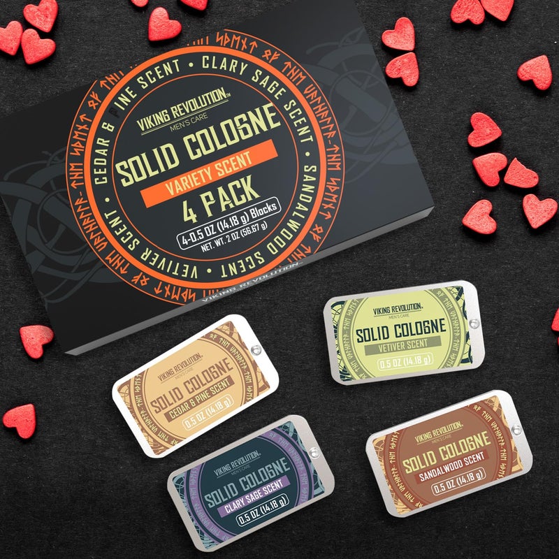 Viking Revolution 4 Pack Mens Solid Colognes 0.5 Oz - Men Solid Perfume with Cedar Wood, Clary Sage, Vetiver, Sandalwood Cologne for Mens - Travel Cologne Wax Gifts for Men - Image 2