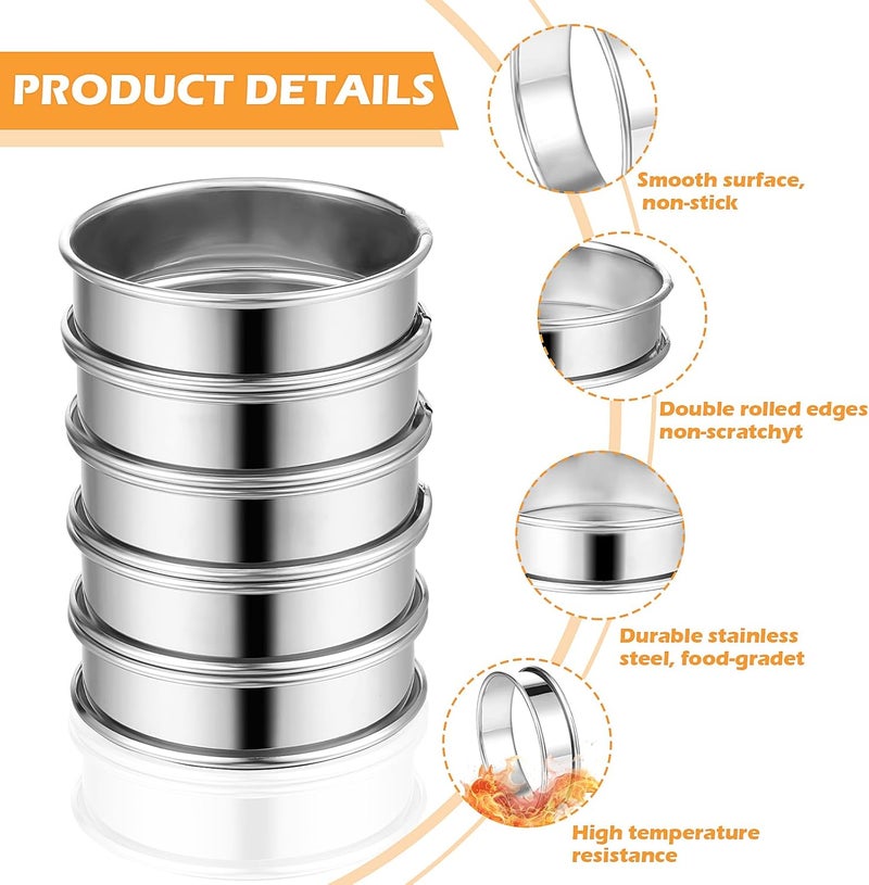 Tobeelec 20 Pcs English Muffin Rings, Stainless Steel Crumpet Rings, Non Stick Double Rolled Muffin Ring for Baking Fluffy Muffins, Pancakes, Pastry, Omelette, Metal Round Ring Pastry Ring for Baking - Image 4