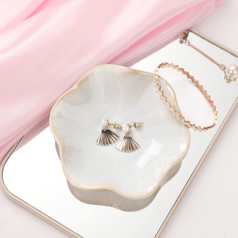 Binoster Ceramic Jewelry Dish, Leaf Tray, Key Holder, Small Ring Dish, Plate, Trinket Catchall, Nightstand Decor for Entryway Table, Room Decor - Image 4