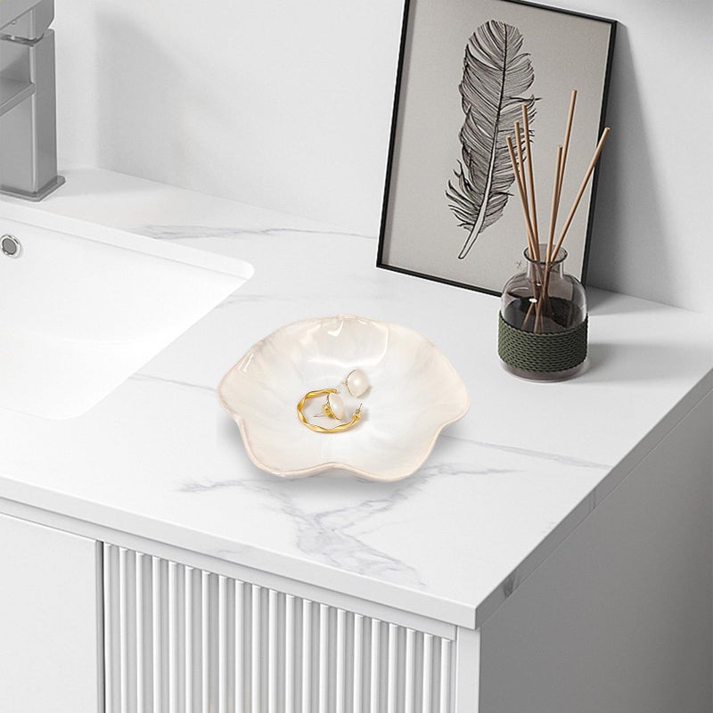 Binoster Ceramic Jewelry Dish, Leaf Tray, Key Holder, Small Ring Dish, Plate, Trinket Catchall, Nightstand Decor for Entryway Table, Room Decor - Image 3