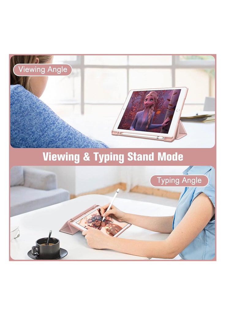 EVO - Hybrid Case Compatible with iPad 9th/8th/7th Generation (2021/2020/2019 Model, 10.2 inch) - Shockproof Cover with Clear Back Shell w/Pencil Holder, Auto Wake/Sleep, Pink - Image 1