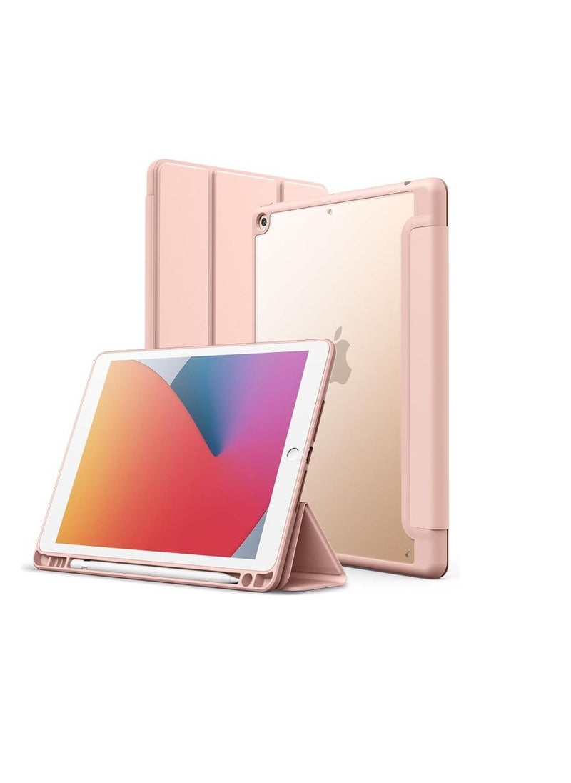 EVO - Hybrid Case Compatible with iPad 9th/8th/7th Generation (2021/2020/2019 Model, 10.2 inch) - Shockproof Cover with Clear Back Shell w/Pencil Holder, Auto Wake/Sleep, Pink - Image 1
