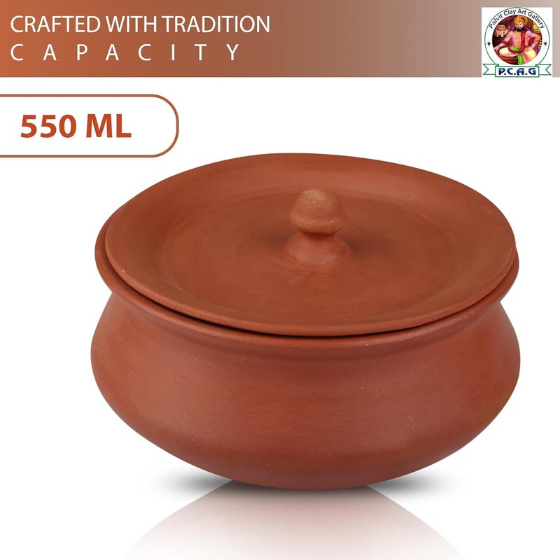 Jetwals Lay Curd Pot Dahi Handi Dal Handi Mitti Handi with Lid (Curd Pot 550ml) - Image 3