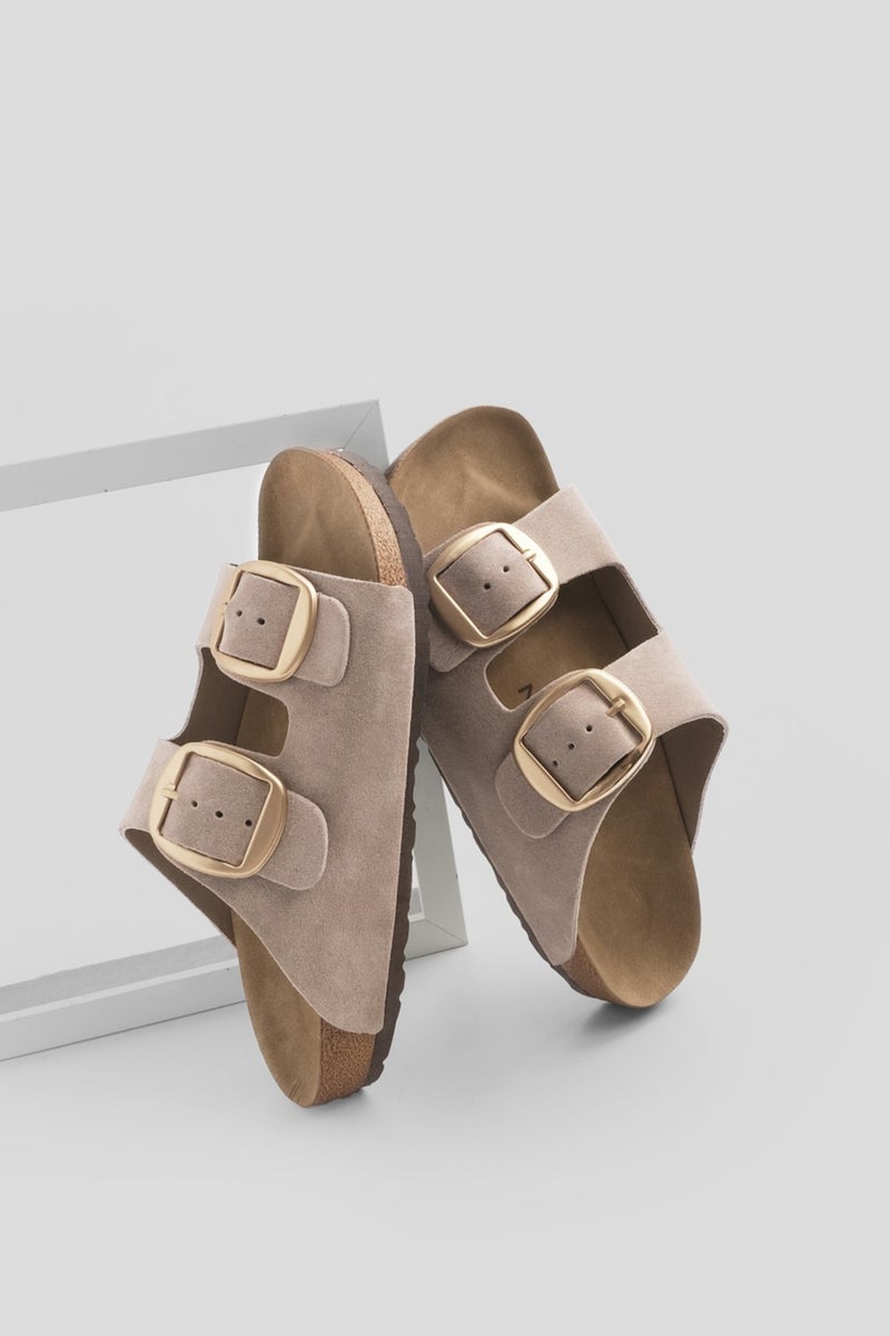 MARJIN Margin Women's Leather Daily Slippers Double Banded Slippers Eva Sole Poly  - Image 1