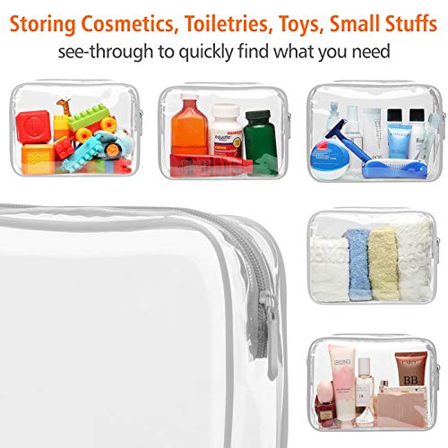 PACKISM Clear Makeup Bag, Waterproof TSA Approved Toiletry Bag Quart Size Bag, Clear Makeup Bags with Zipper Travel Cosmetic Bag, Carry on Airport Airline Compliant Bag, 3 Pack, Grey - Image 4