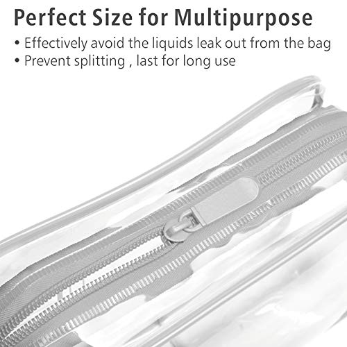 PACKISM Clear Makeup Bag, Waterproof TSA Approved Toiletry Bag Quart Size Bag, Clear Makeup Bags with Zipper Travel Cosmetic Bag, Carry on Airport Airline Compliant Bag, 3 Pack, Grey - Image 5
