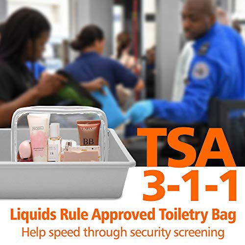 PACKISM Clear Makeup Bag, Waterproof TSA Approved Toiletry Bag Quart Size Bag, Clear Makeup Bags with Zipper Travel Cosmetic Bag, Carry on Airport Airline Compliant Bag, 3 Pack, Grey - Image 2