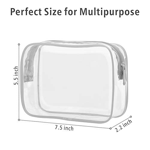 PACKISM Clear Makeup Bag, Waterproof TSA Approved Toiletry Bag Quart Size Bag, Clear Makeup Bags with Zipper Travel Cosmetic Bag, Carry on Airport Airline Compliant Bag, 3 Pack, Grey - Image 3